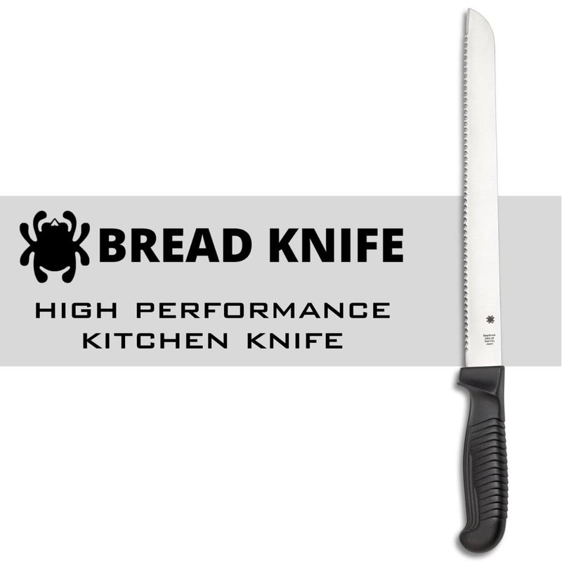 Spyderco Lightweight Kitchen Bread Knife with 10.25" MBS-26 Stainless Steel Blade and Black Polypropylene Handle - SpyderEdge - K01SBK - Image 2